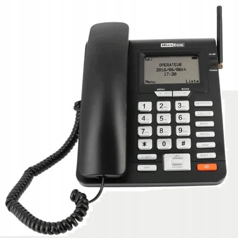 Stacionarus telefonas Maxcom MM28D su SIM kortele, laisvų rankų įranga, SMS
