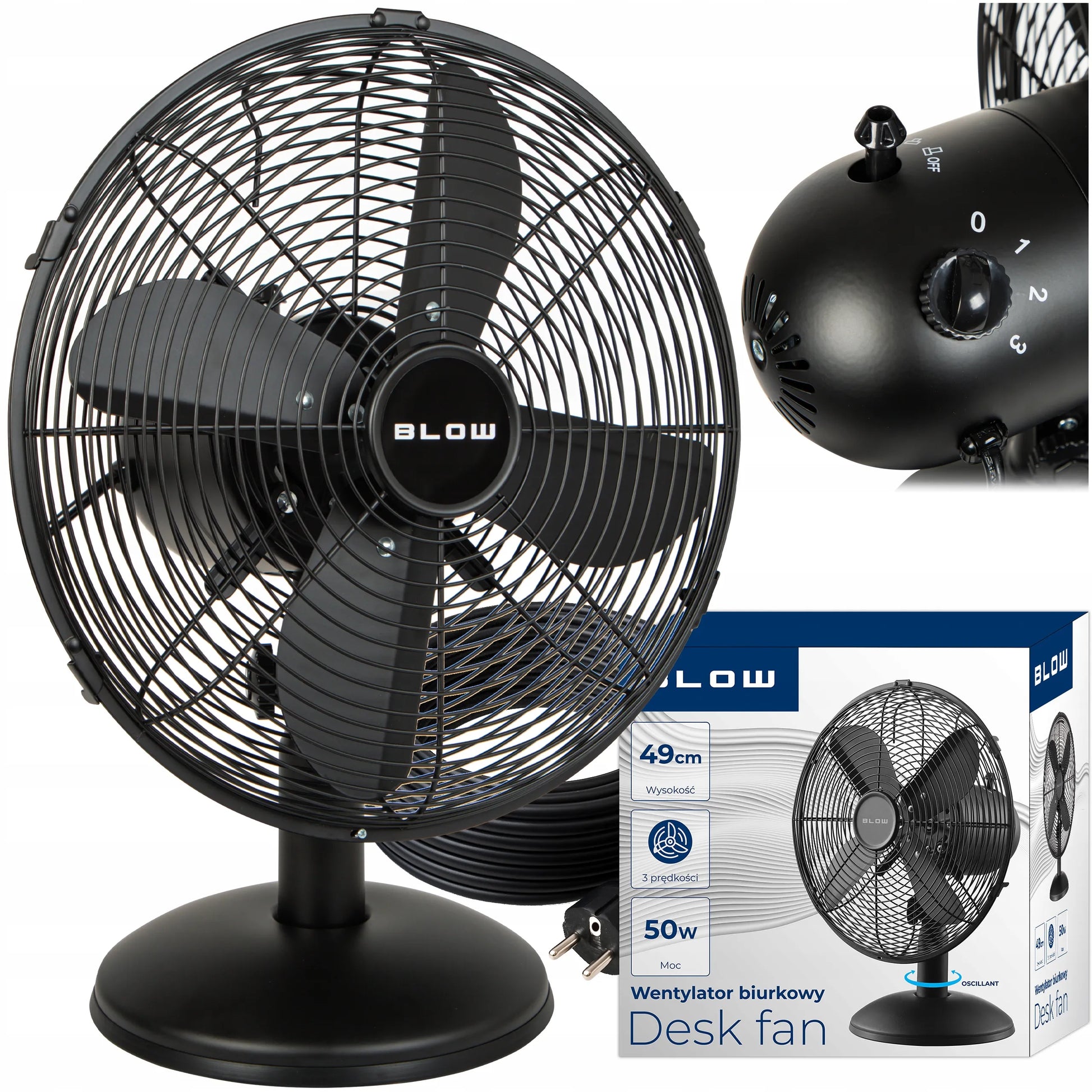 Stalinis ventiliatorius BLOW 30cm, 50W, juodas