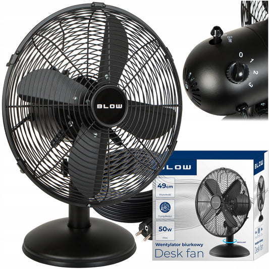 Stalinis ventiliatorius BLOW 30cm, 50W, juodas