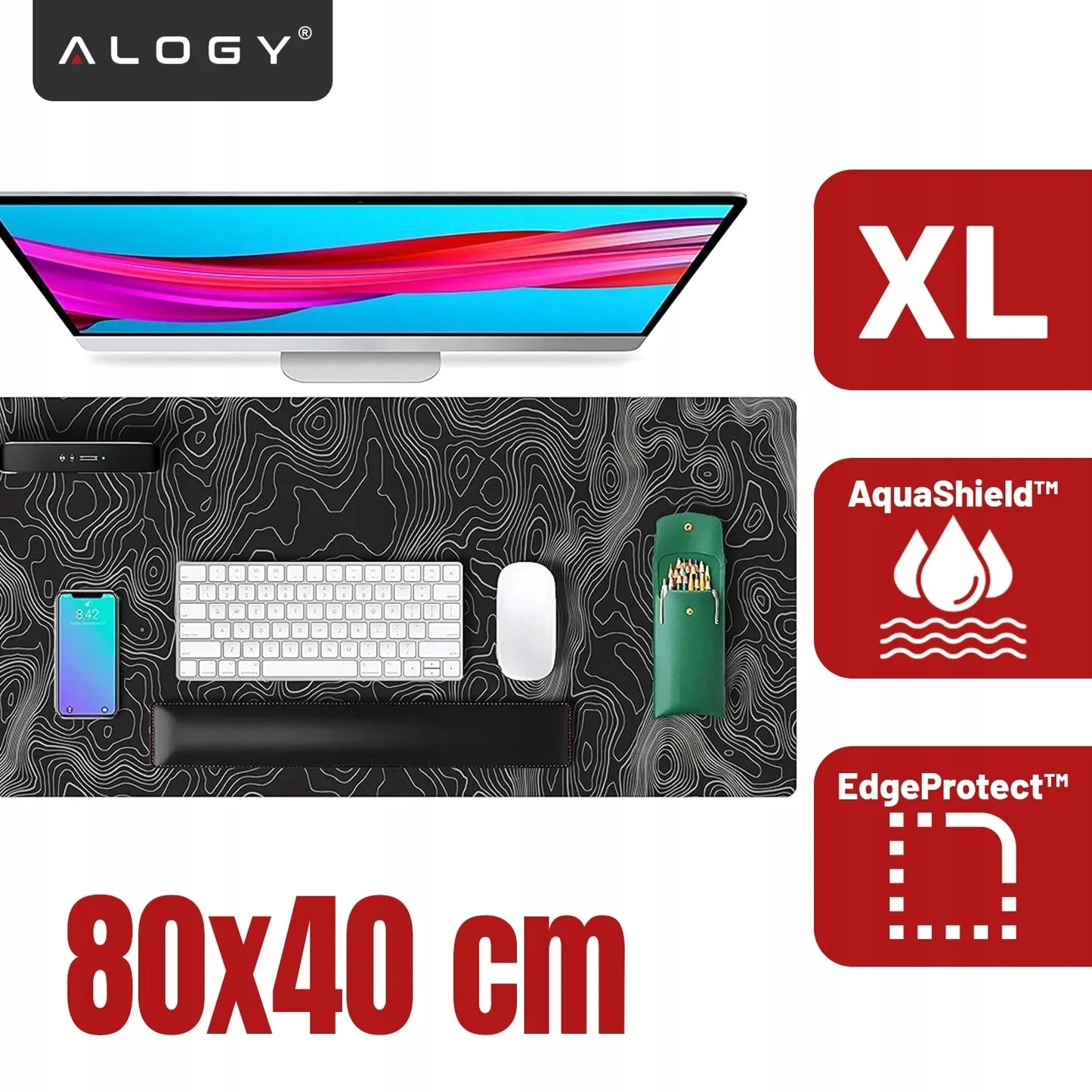 Stalo kilimėlis pele ir klaviatūrai, apsauginis kilimėlis, neslystantis, XL, juodas
