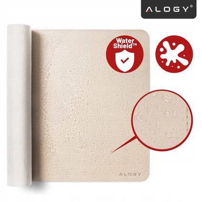 Stalo kilimėlis pele, klaviatūrai ir nešiojamam kompiuteriui, XL 90x45 cm, eko oda, smėlio spalvos