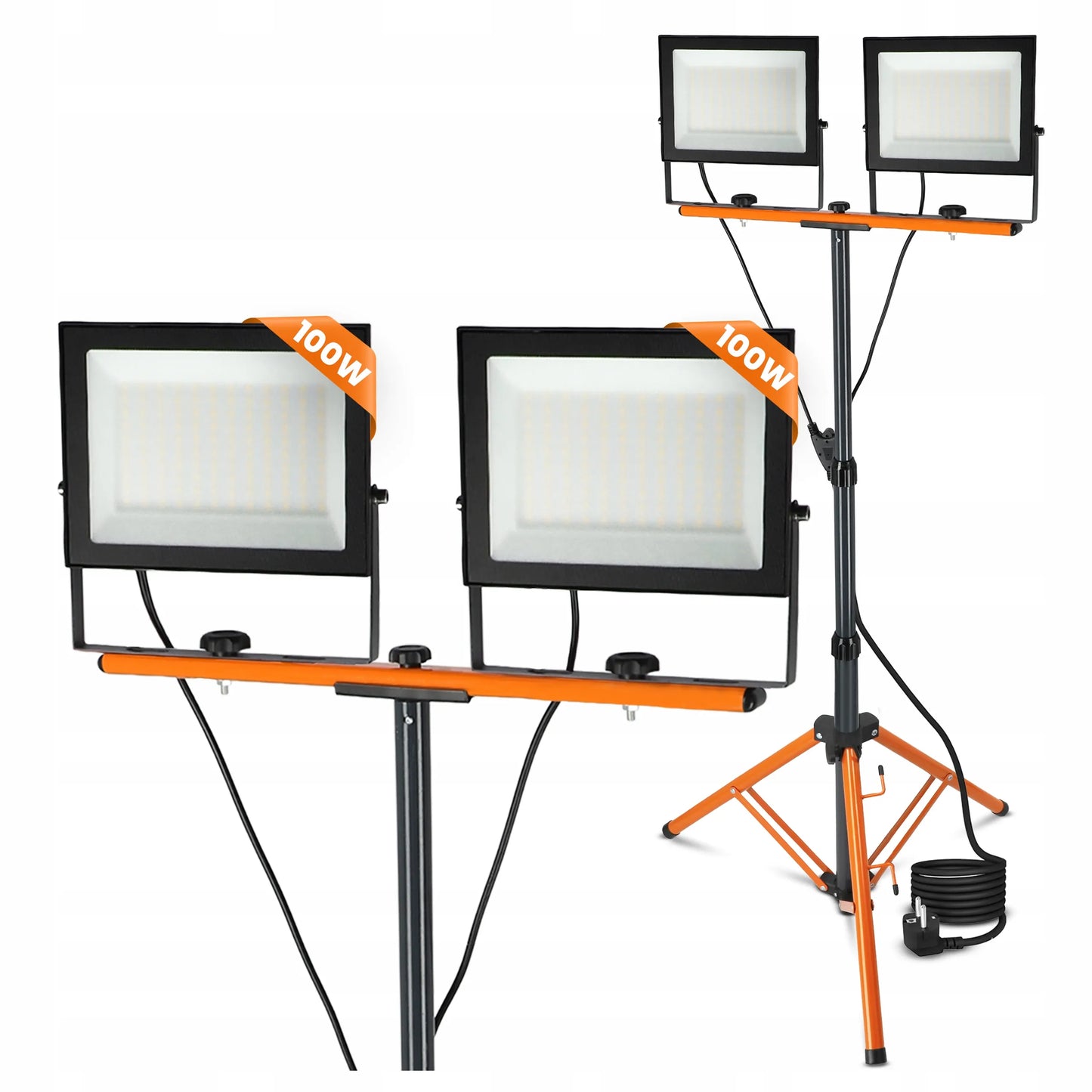 Statyvinis LED halogenų rinkinys 2x 100W prožektorius, darbo lempa ant stovo