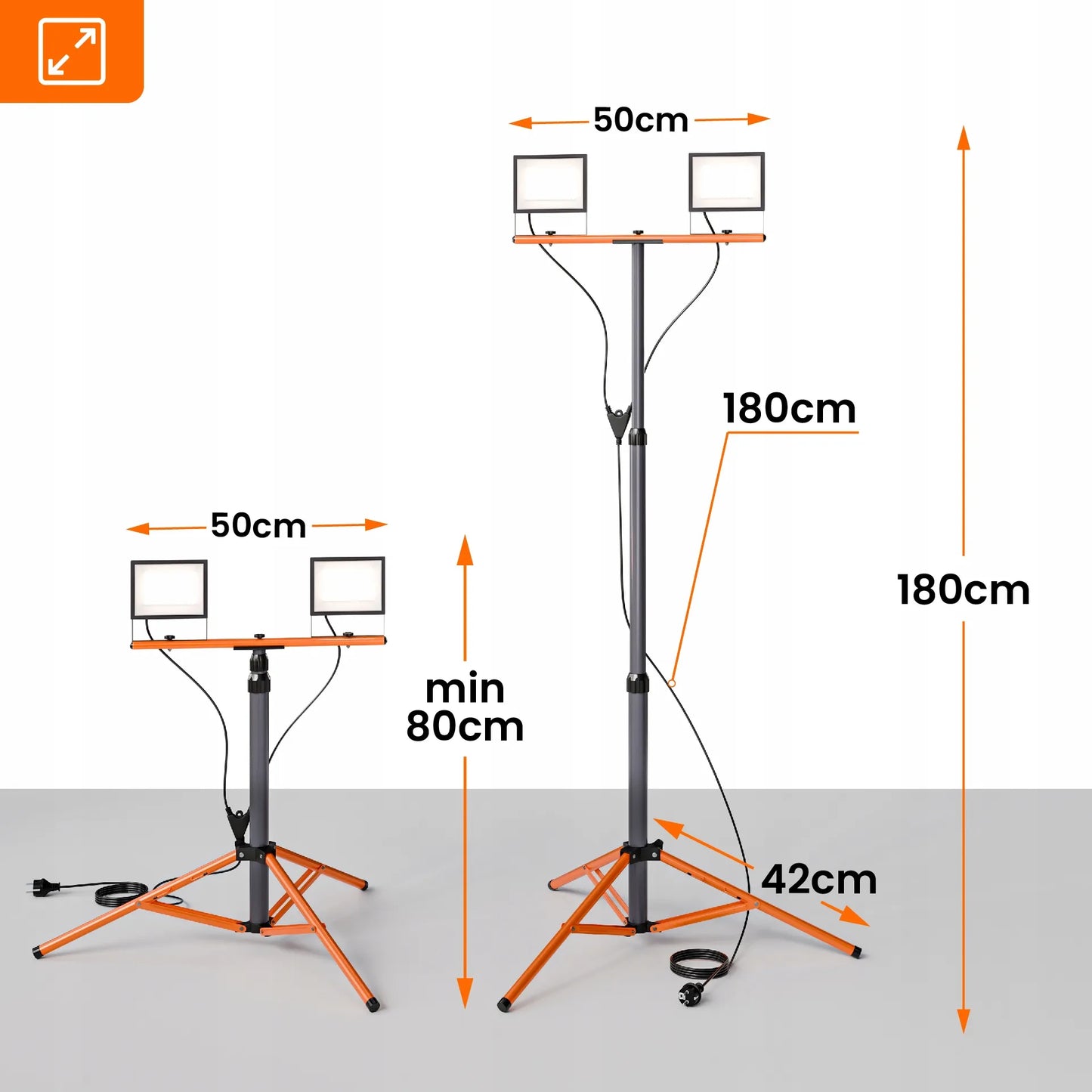 Statyvinis LED prožektorius su stovu 2x 50W 11000lm