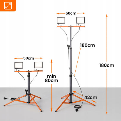 Statyvinis LED prožektorius su stovu 2x 50W 11000lm