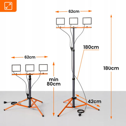 Statyvinis LED prožektorius su stovu 3x50W 16500lm lempa ant stovo