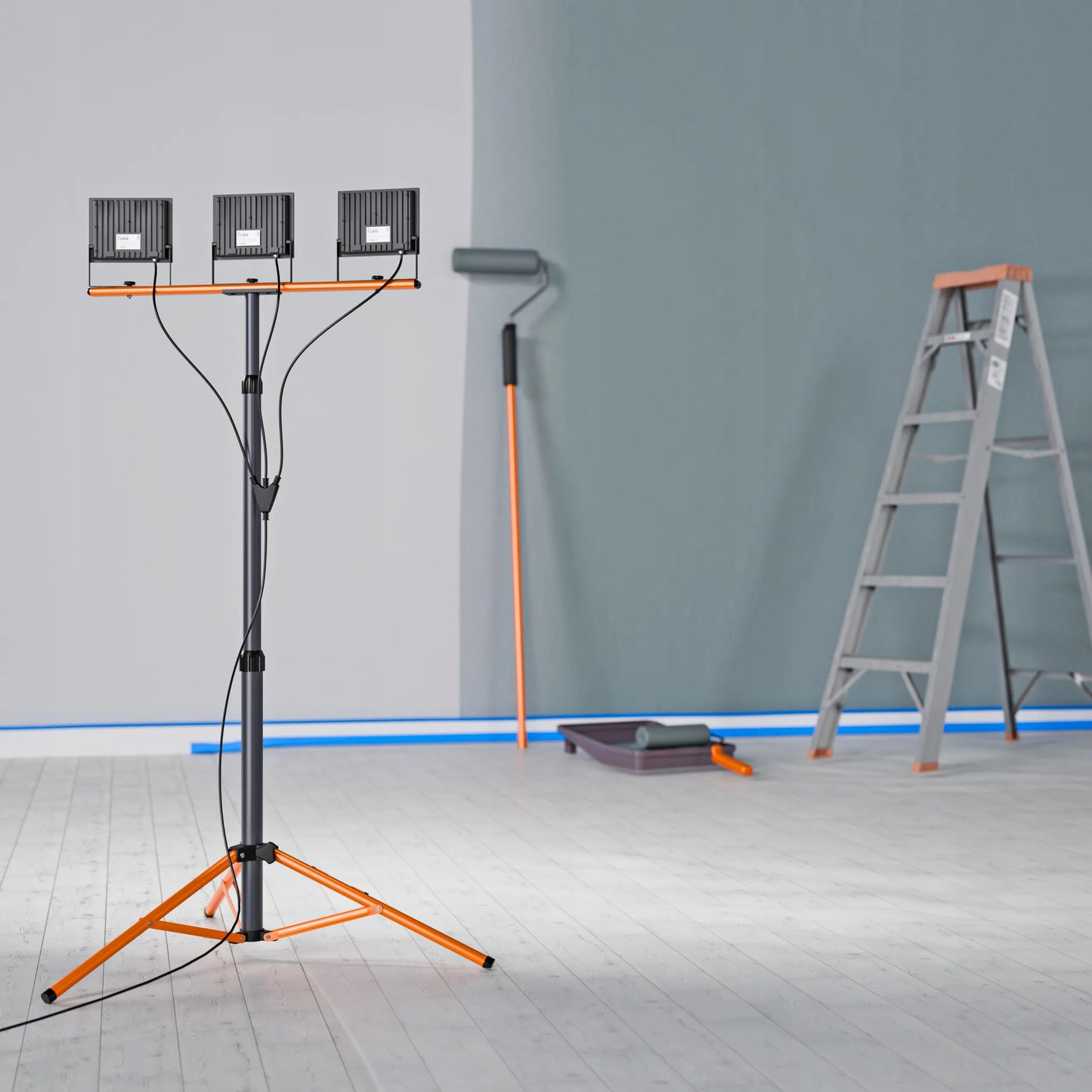 Statyvinis LED prožektorius su stovu 3x50W 16500lm lempa ant stovo