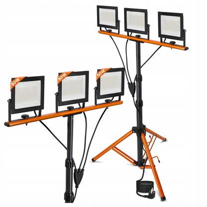 Statyvinis LED prožektorius su stovu 3x50W 16500lm lempa ant stovo