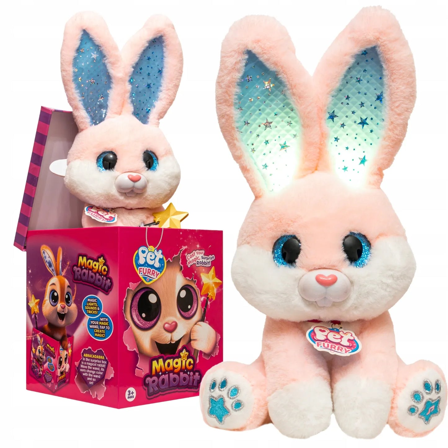 Stebuklingas burtininkas triušis MAGIC RABBIT interaktyvus žaislas šviečia groja