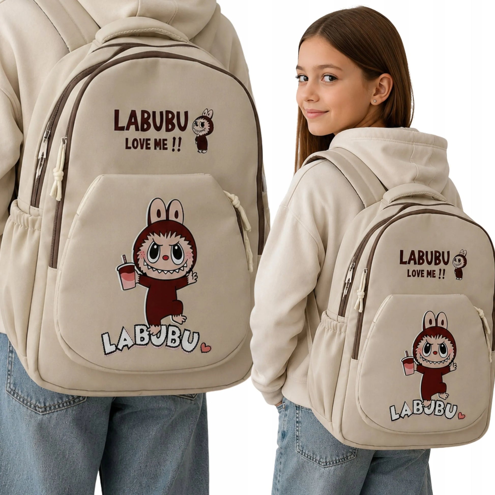 Stilinga madinga kuprinė mokyklai ir miestui Labubu beige 2965