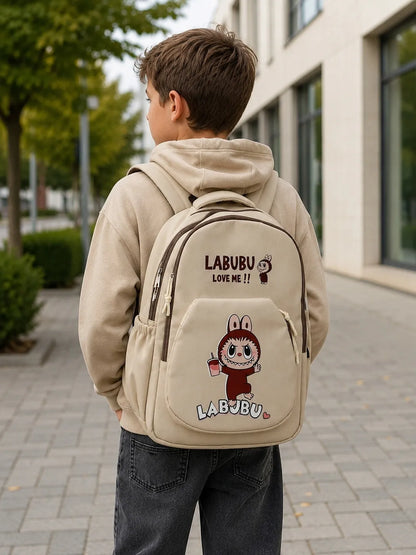 Stilinga madinga kuprinė mokyklai ir miestui Labubu beige 2965