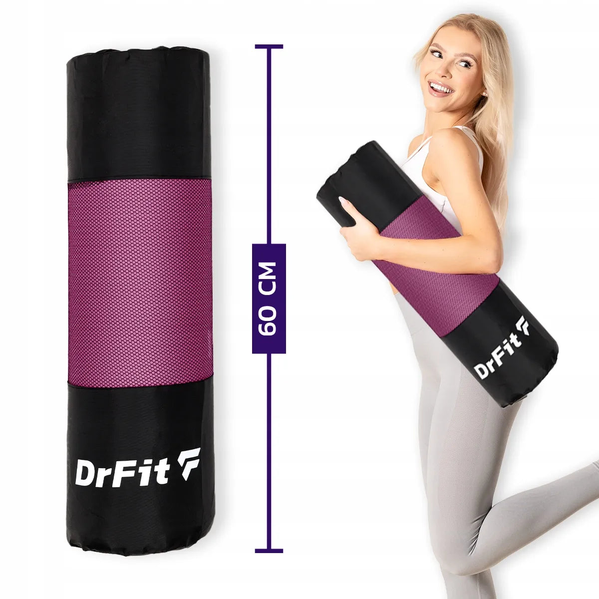 Storas neslystantis jogos kilimėlis DrFit su dėklu