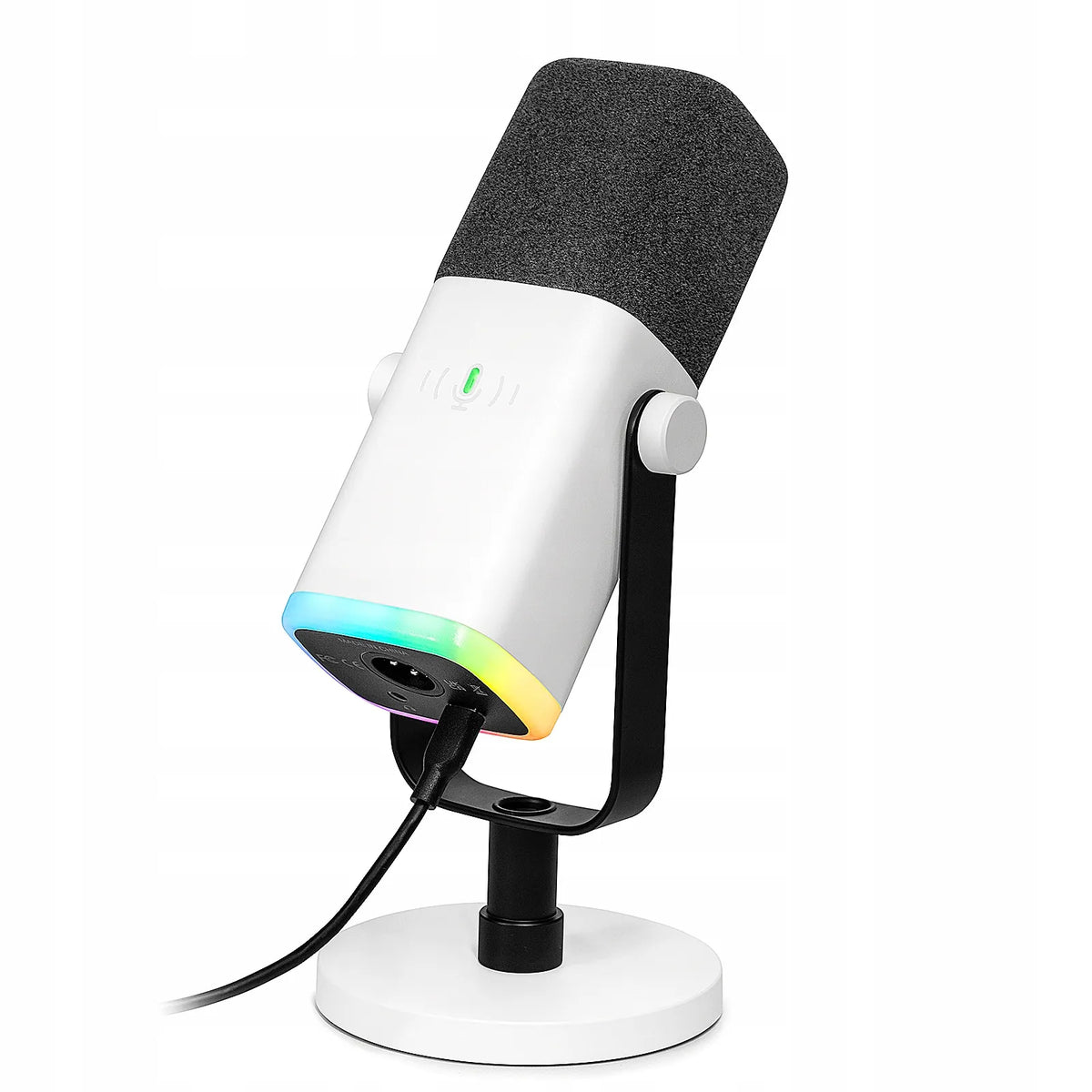Studijinis dinaminis mikrofonas Fifine AM8 RGB, XLR / USB, baltas