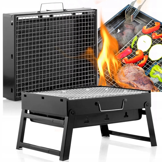 Sudedamas anglinis sodo ir kelioninis grilis, nešiojamas kaip lagaminas, BBQ