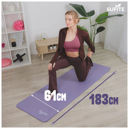SUFITE jogos ir fitneso mankštos kilimėlis, stora NBR puta 1,5 cm, violetinis