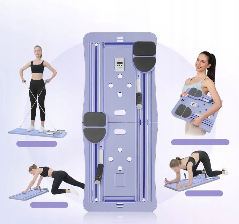 Sulankstoma „Pilates Reformer“ treniruočių lenta namams su LED laikmačiu