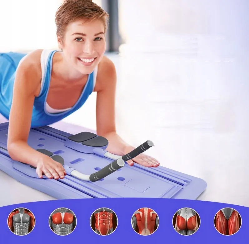 Sulankstoma „Pilates Reformer“ treniruočių lenta namams su LED laikmačiu