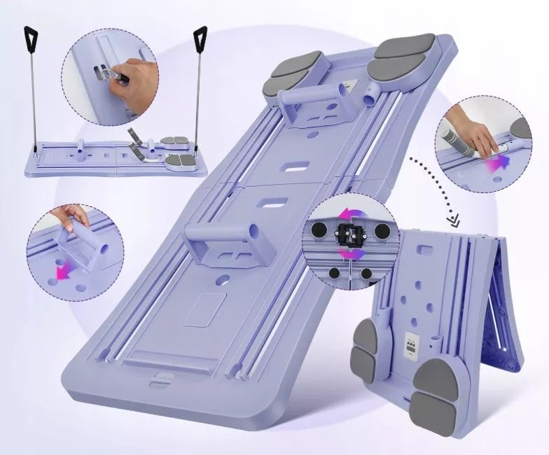 Sulankstoma „Pilates Reformer“ treniruočių lenta namams su LED laikmačiu