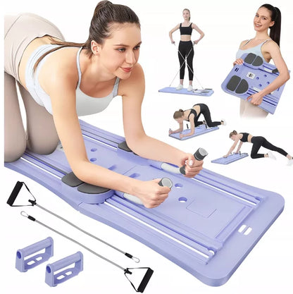 Sulankstoma „Pilates Reformer“ treniruočių lenta namams su LED laikmačiu
