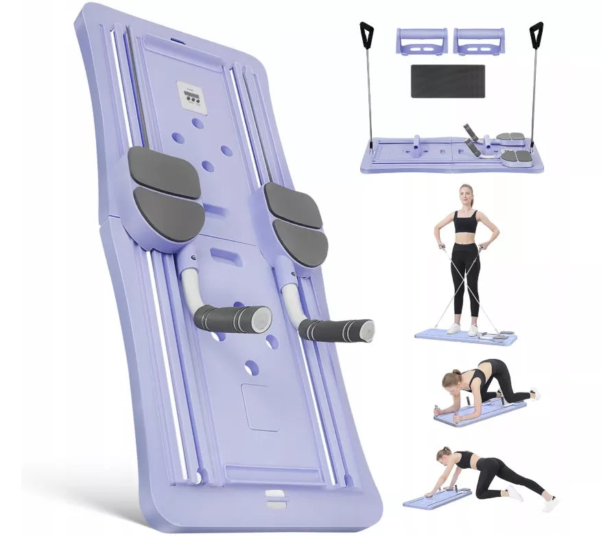 Sulankstoma „Pilates Reformer“ treniruočių lenta namams su LED laikmačiu