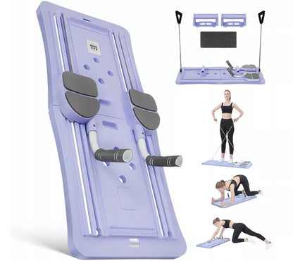 Sulankstoma „Pilates Reformer“ treniruočių lenta namams su LED laikmačiu