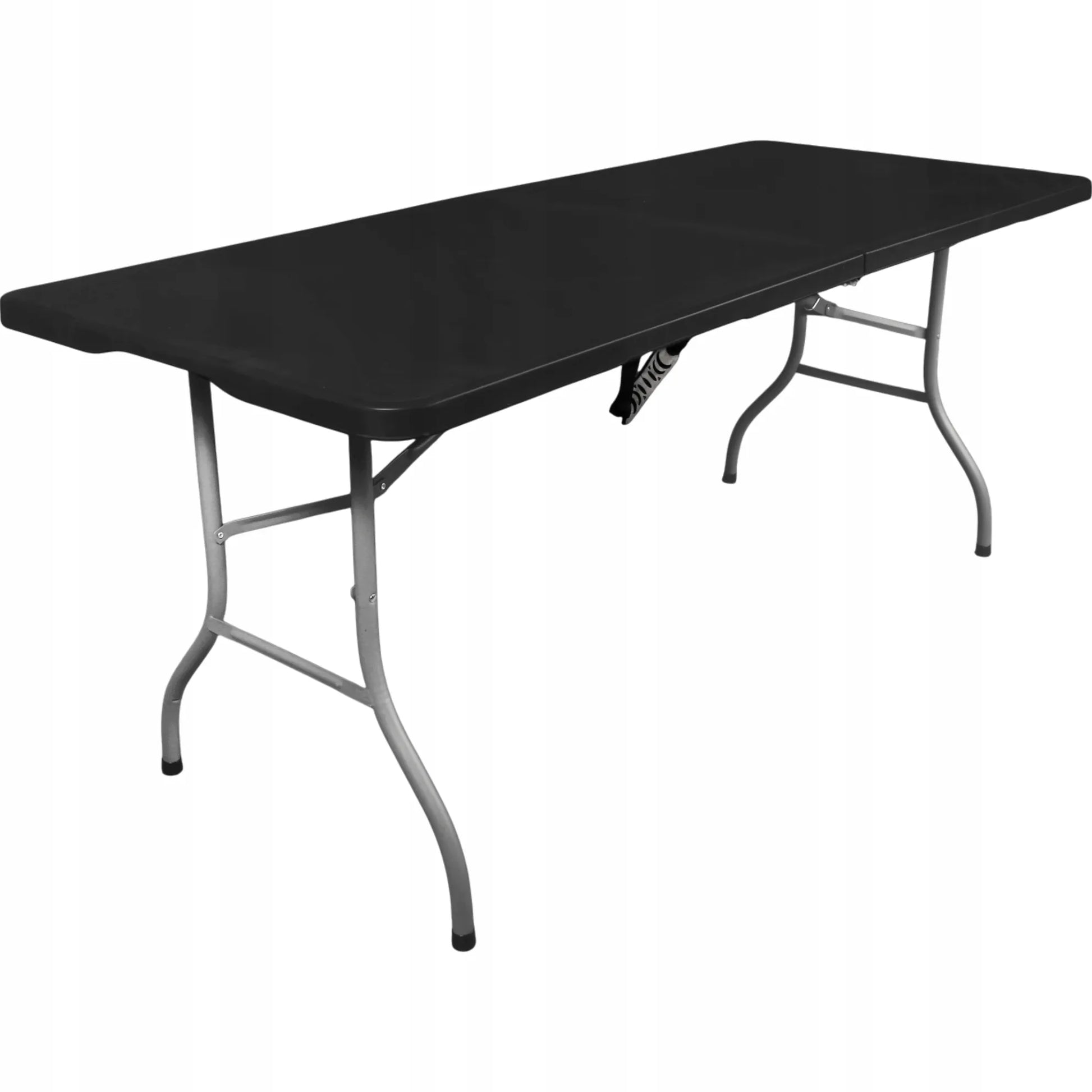Sulankstomas sodo kateringinis stalas 180 cm, tvirtas, juodas