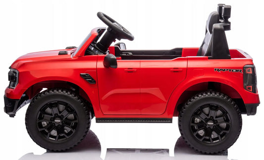 „Sun Baby Ford Raptor“ vaikiškas elektrinis automobilis, visureigis, raudonas, su nuotolinio valdymo pultu ir LED žibintais