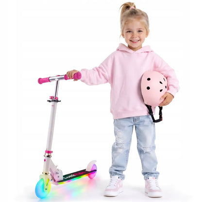 „Sun Baby Lumiride“ baltas sulankstomas vaikiškas LED paspirtukas, 2 ratų