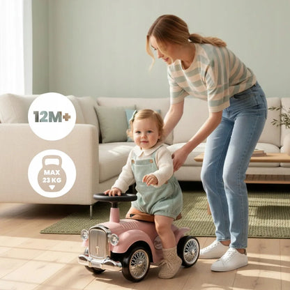 „Sun Baby“ retro paspiriamas automobilis-stumdukas su daiktadėže, rožinis