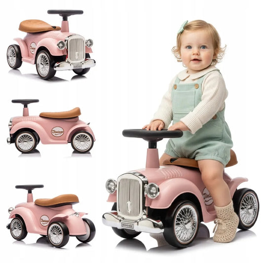 „Sun Baby“ retro paspiriamas automobilis-stumdukas su daiktadėže, rožinis