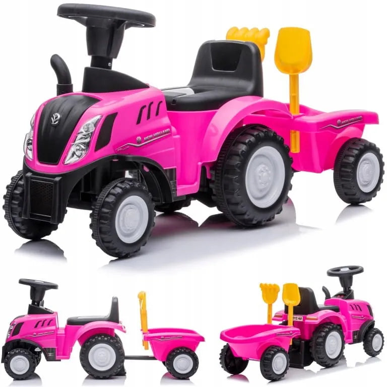 „Sun Baby“ rožinis traktorius-stumdukas „New Holland“ su priekaba, nuo 12 mėn.