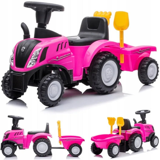 „Sun Baby“ rožinis traktorius-stumdukas „New Holland“ su priekaba, nuo 12 mėn.
