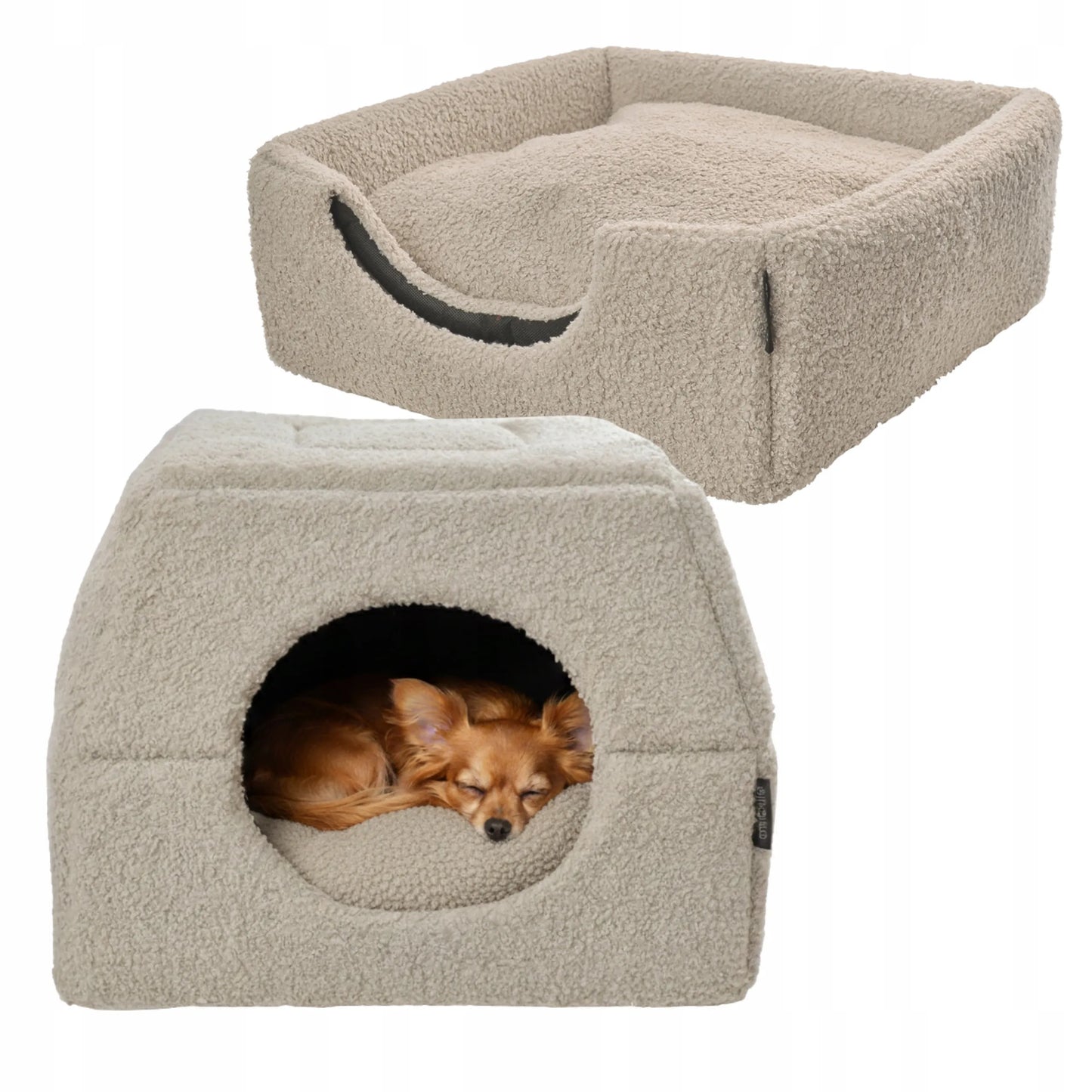 Šuns ir katės guolis, namelis „du viename“, 48x48 cm, dydis M, neslystantis