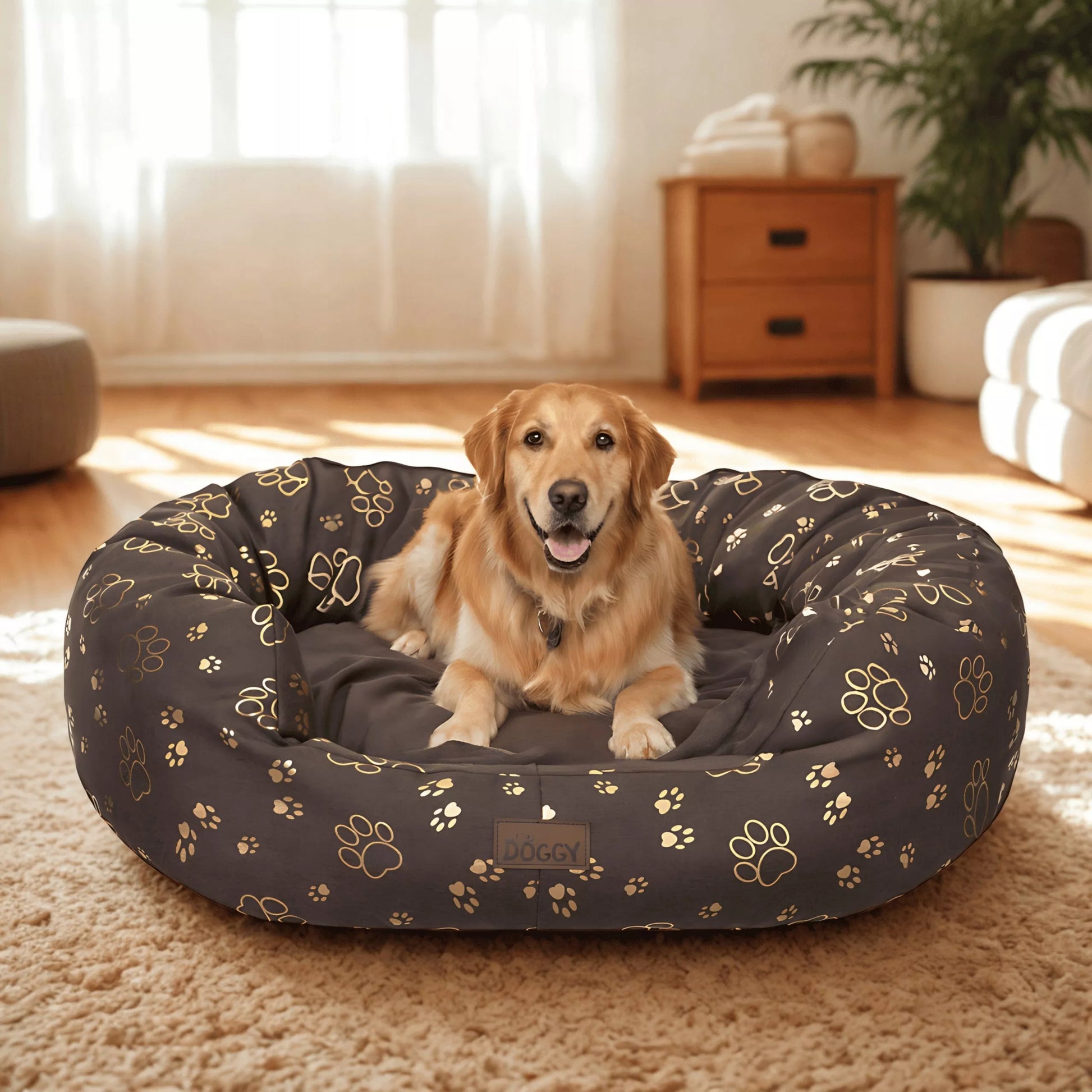 Šunų guolis „Doggy Amazing XXL“ 114x94 cm – ruda spalva su išimamu čiužiniu