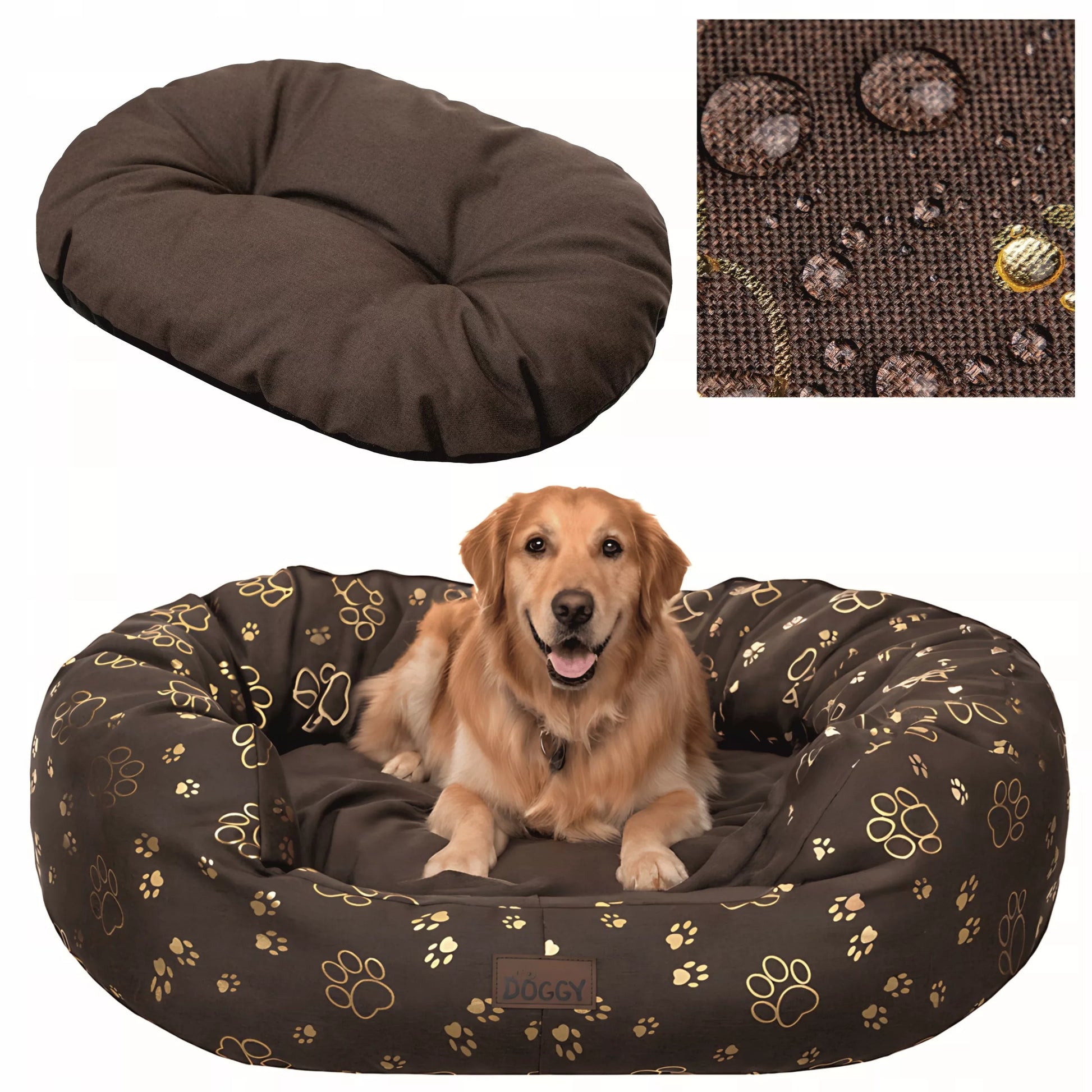 Šunų guolis „Doggy Amazing XXL“ 114x94 cm – ruda spalva su išimamu čiužiniu