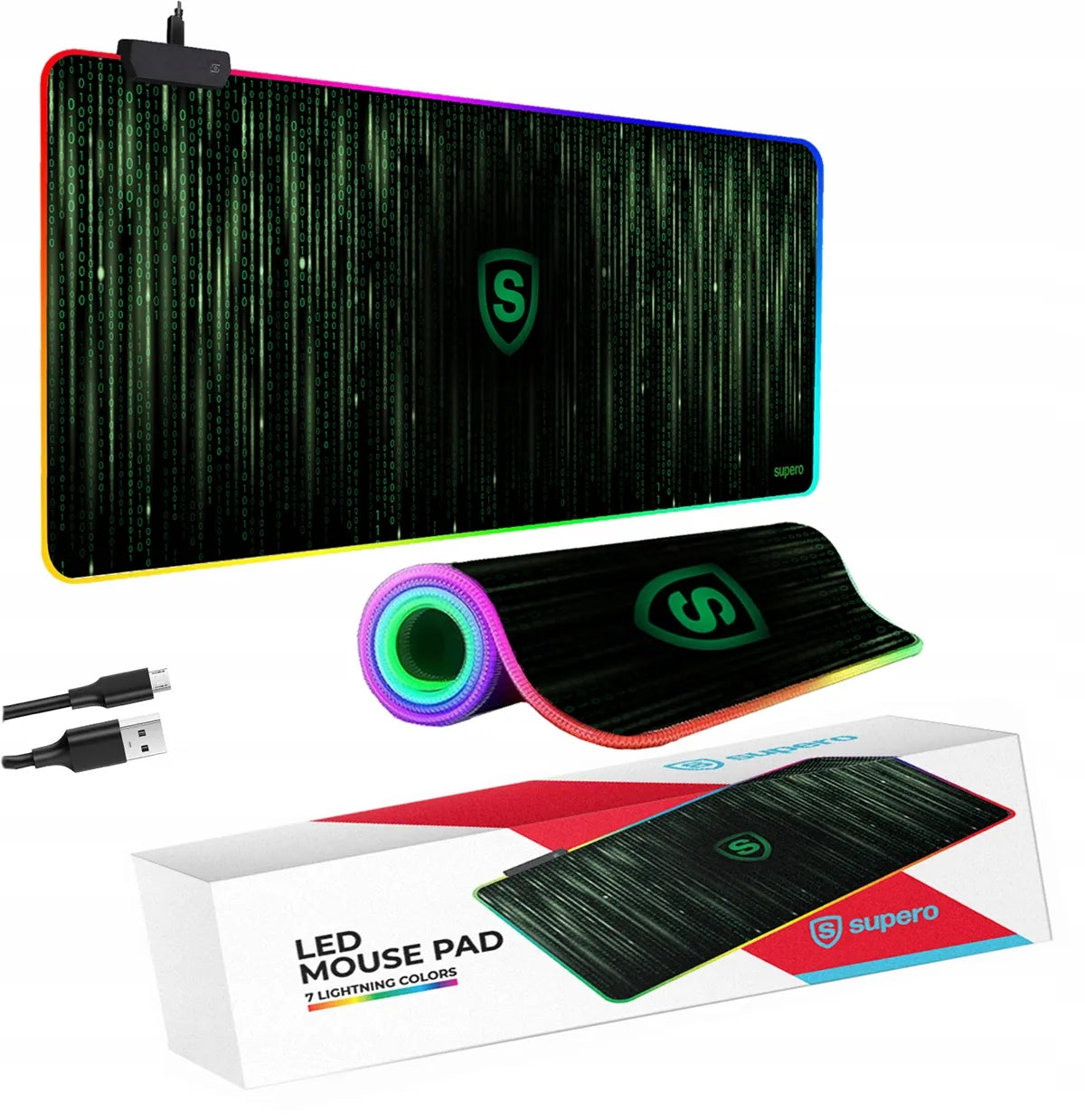 SUPERO XXL RGB žaidimų pelės kilimėlis
