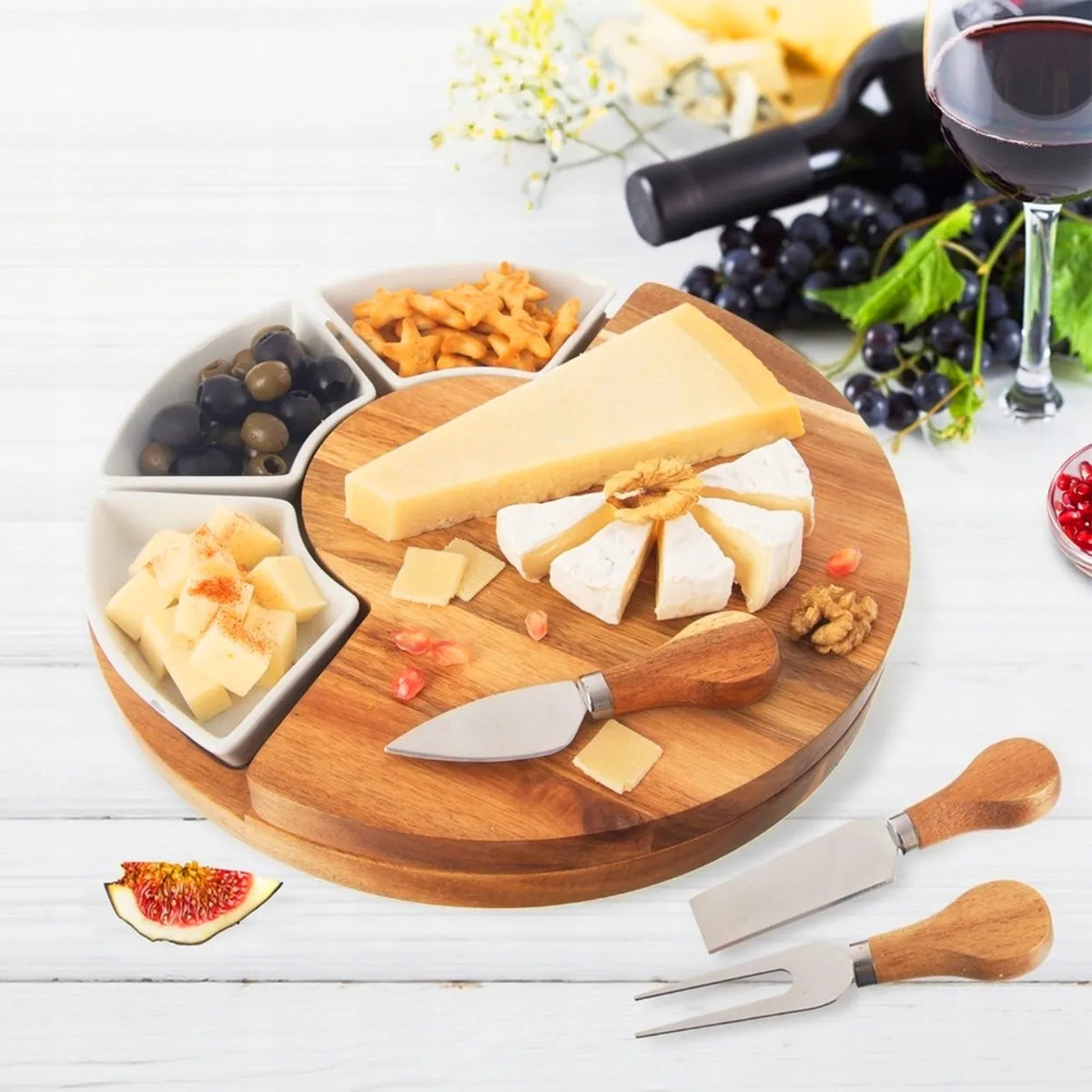 Sūrių, mėsos gaminių ir užkandžių serviravimo lenta su įrankių rinkiniu „Snackplatter“