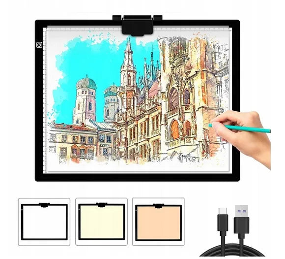Šviečianti piešimo lenta Crafts & Co A3 su magnetiniu spaustuku