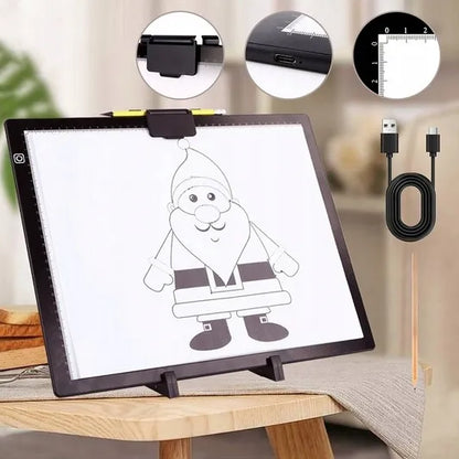 Šviečianti piešimo lenta Crafts & Co A3 su magnetiniu spaustuku