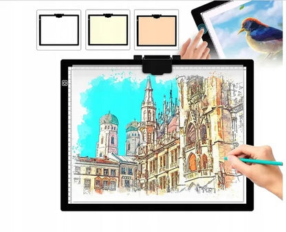 Šviečianti piešimo lenta Crafts & Co A3 su magnetiniu spaustuku
