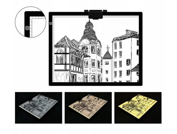 Šviečianti piešimo lenta Crafts & Co A3 su magnetiniu spaustuku
