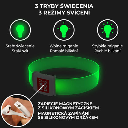 Šviečiantis šuns antkaklis WAUDOG LED, magnetinis užsegimas, 60 cm