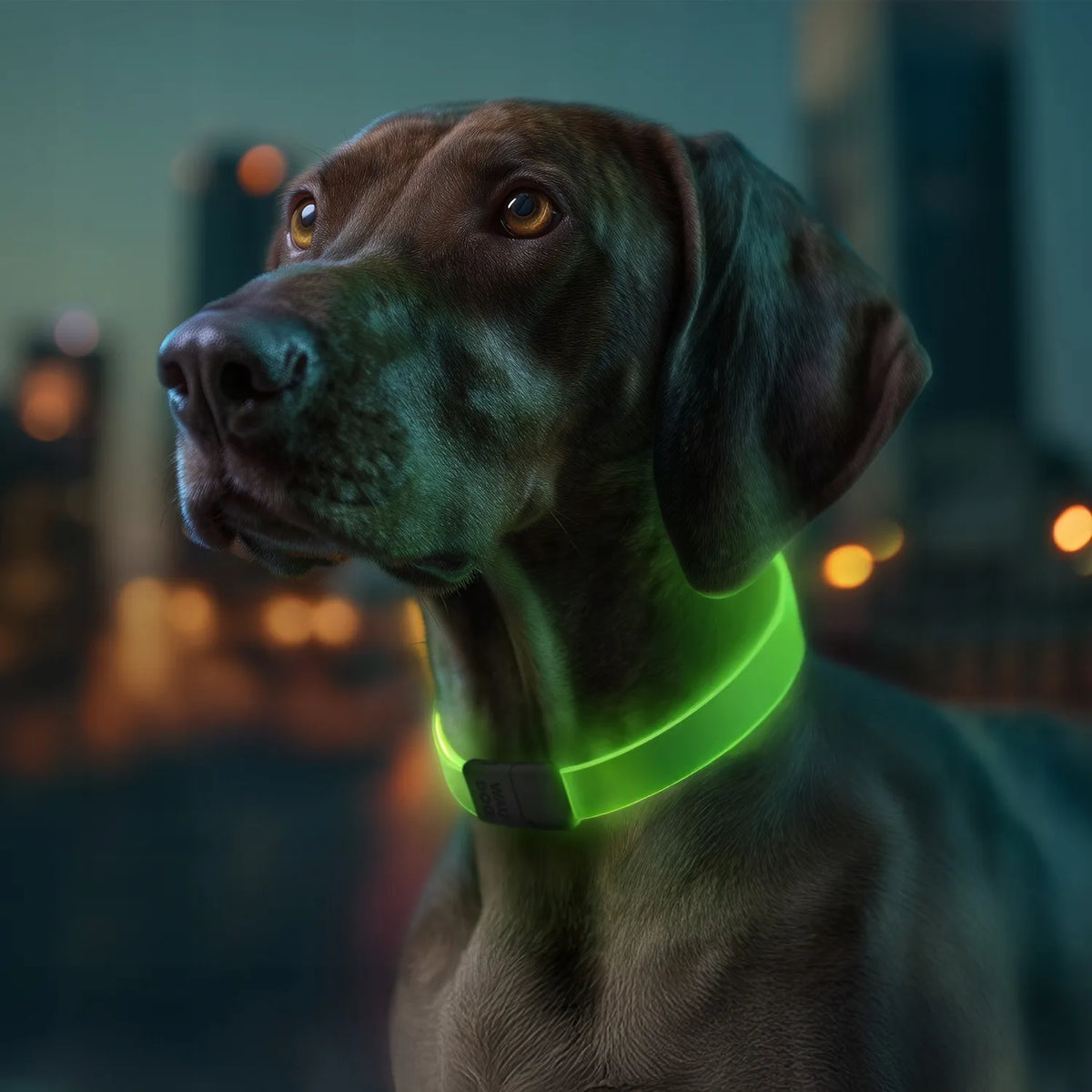 Šviečiantis šuns antkaklis WAUDOG LED RGB, reguliuojamas, iki 60 cm
