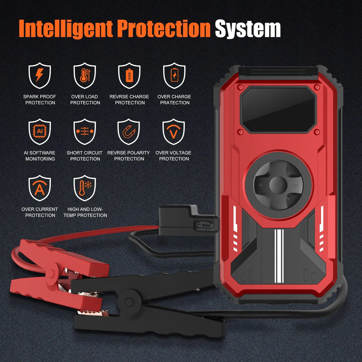 „Swarey“ PD-270 išorinė baterija 12 000 mAh su automobiliniu starteriu ir 150 PSI kompresoriumi, 6000 A