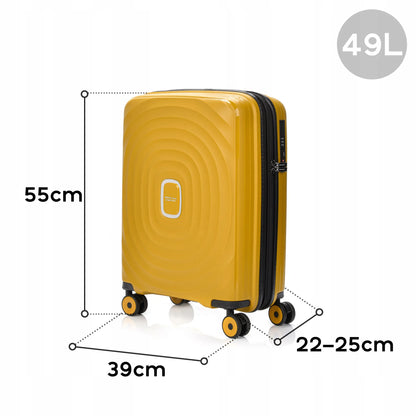 SwissBags Echo geltonas salono lagaminas, 42–49 l, 55 cm, polipropileninis, su TSA spyna