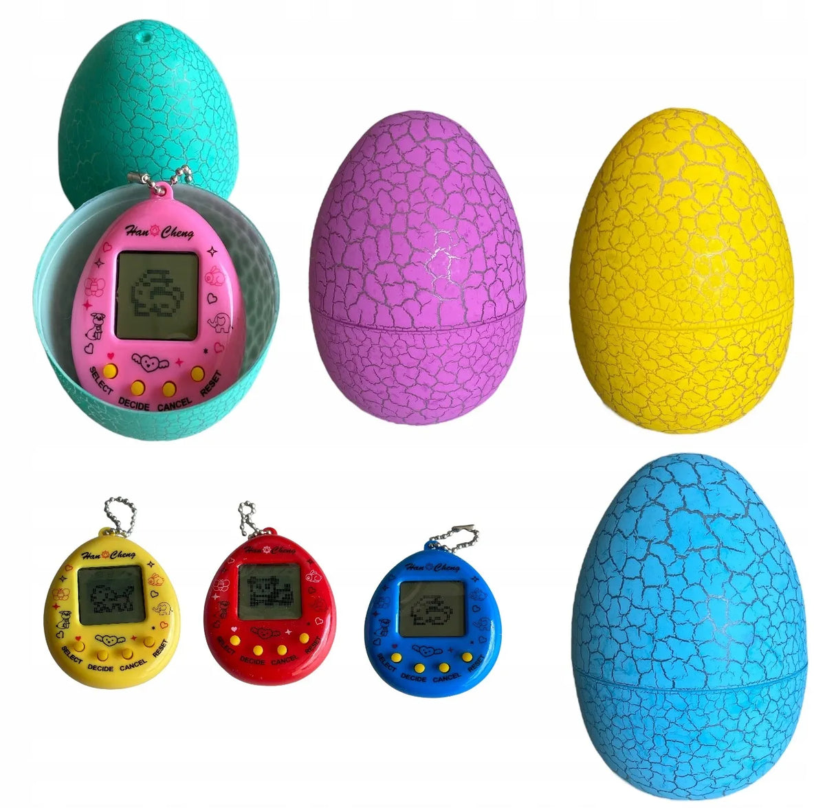 Tadekmark Tamagotchi 168-in-1 elektroninis augintinis kiaušinyje, geltonas