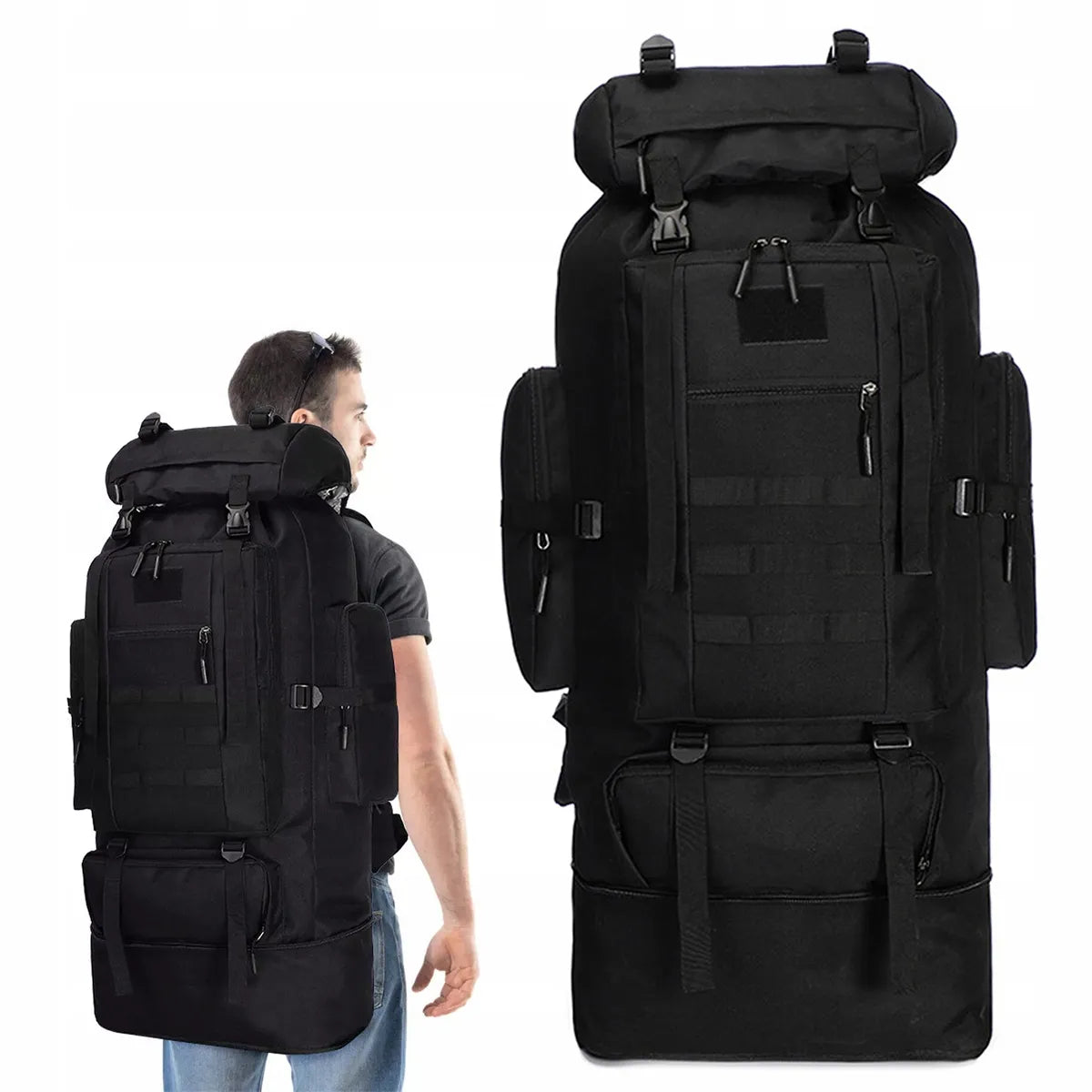 Taktinė kuprinė 70-100L – karinė, stovyklavimo, išgyvenimo ir bushcraft