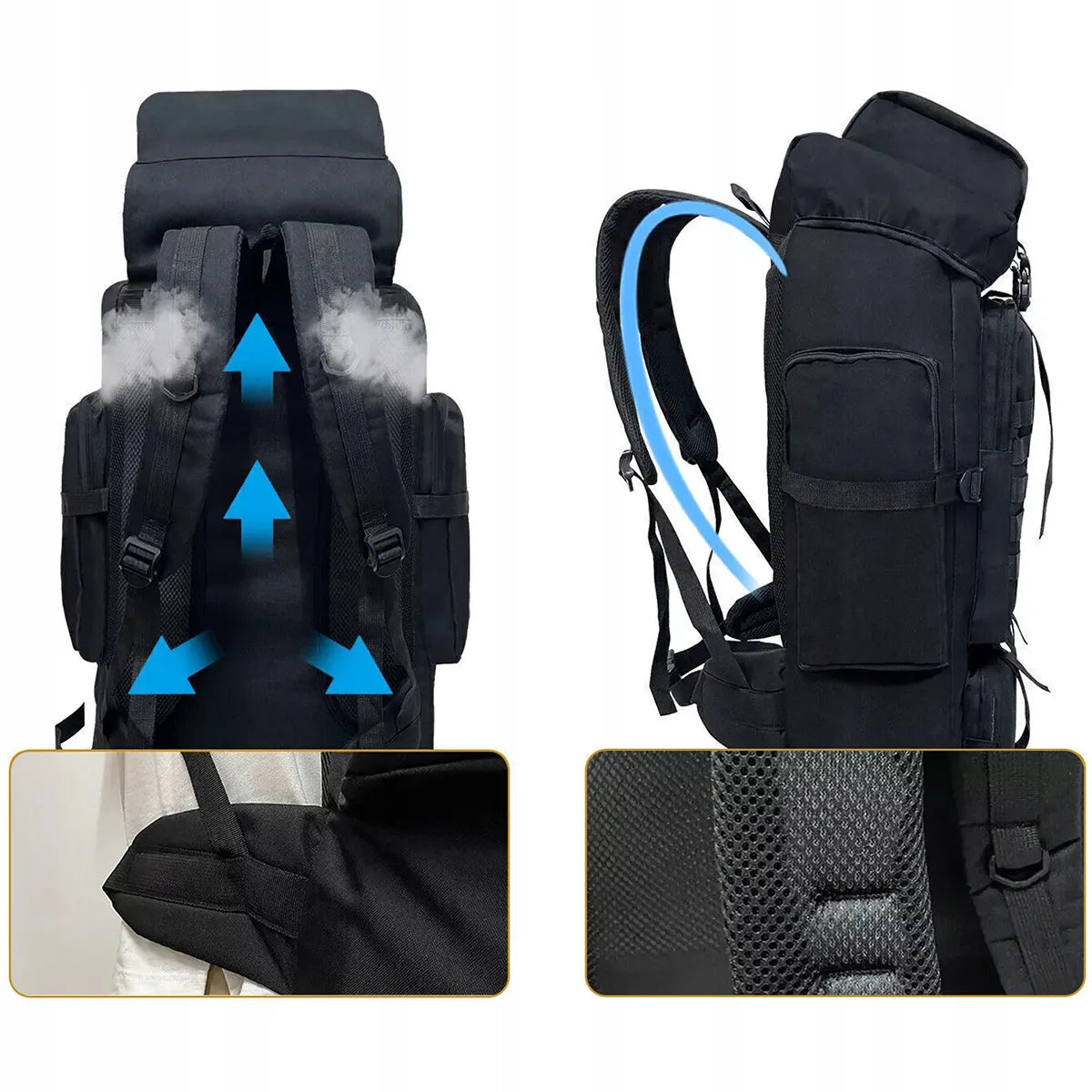 Taktinė kuprinė 70-100L – karinė, stovyklavimo, išgyvenimo ir bushcraft