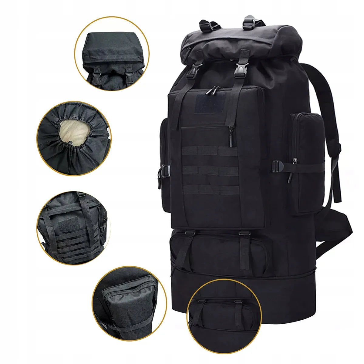 Taktinė kuprinė 70-100L – karinė, stovyklavimo, išgyvenimo ir bushcraft