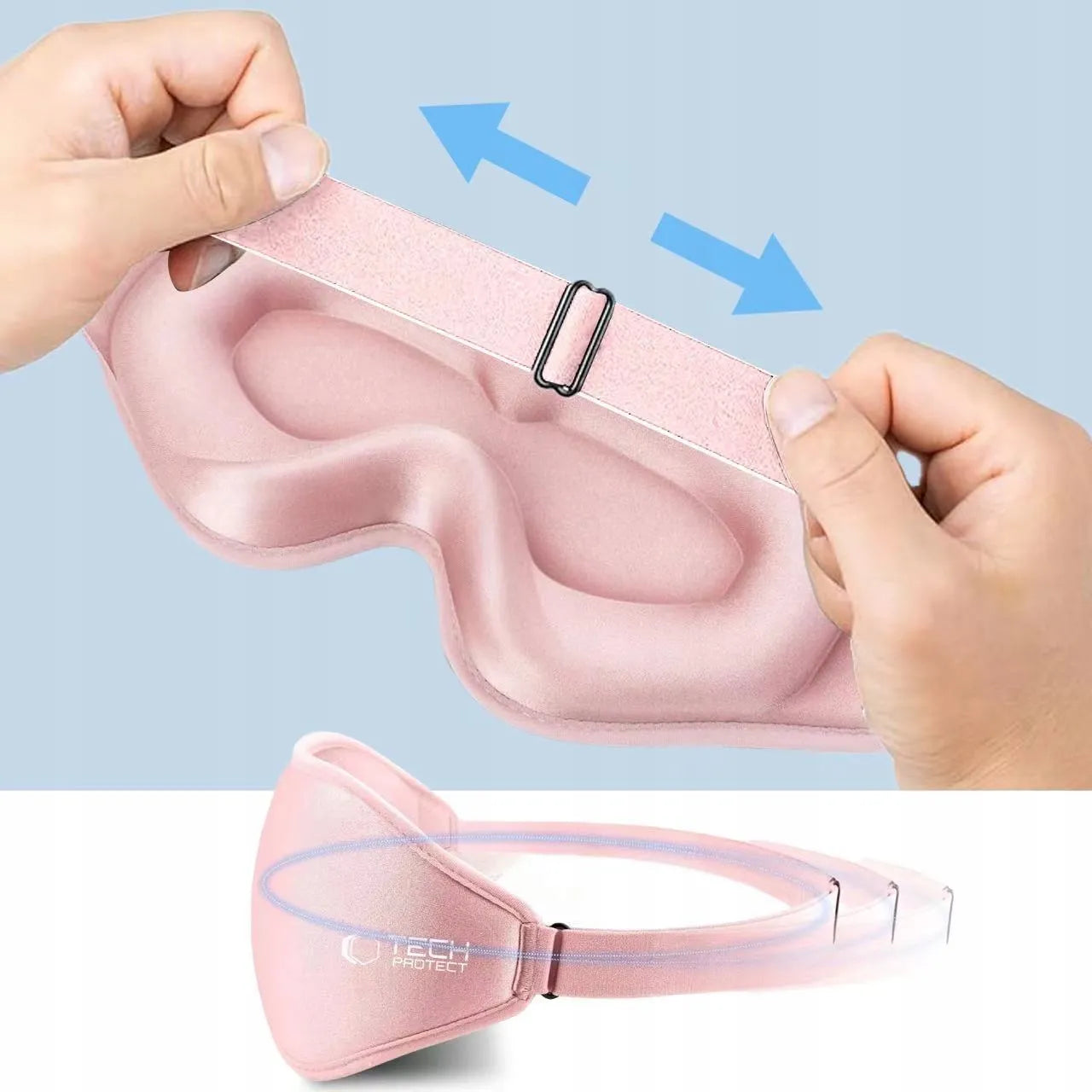 Tech-Protect Sleep Mask 3D užtemdanti miego kaukė, reguliuojama, šviesiai rožinė