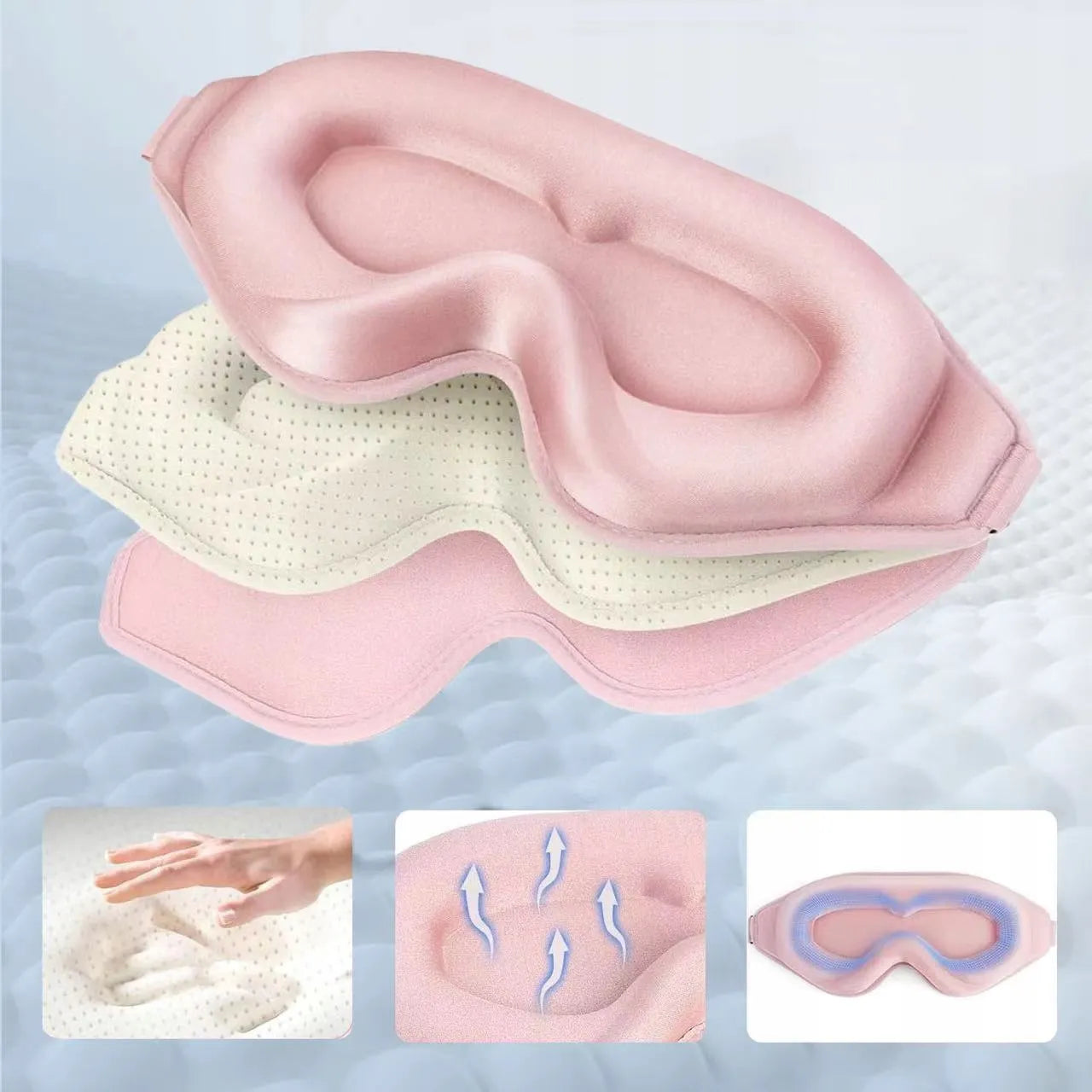 Tech-Protect Sleep Mask 3D užtemdanti miego kaukė, reguliuojama, šviesiai rožinė